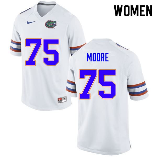 NCAA Florida Gators T.J. Moore Women's #75 Nike White Stitched Authentic College Football Jersey CSQ6664FB